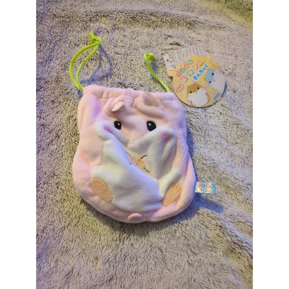 Amuse Coroham Coron Hamster Pouch Case Purse Plush Drawstring Bag Kawaii Japan
